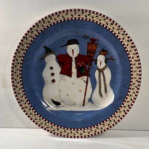 Debbie Mumm Sakura Snowman Serving Platter Large 12.5” Christmas 1998 Vintage